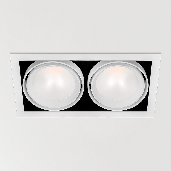 Встраиваемый светильник  Arkos Light HUBBLE DOUBLE 1 SPOT 17º 3000K WT - фото-2 | interior market