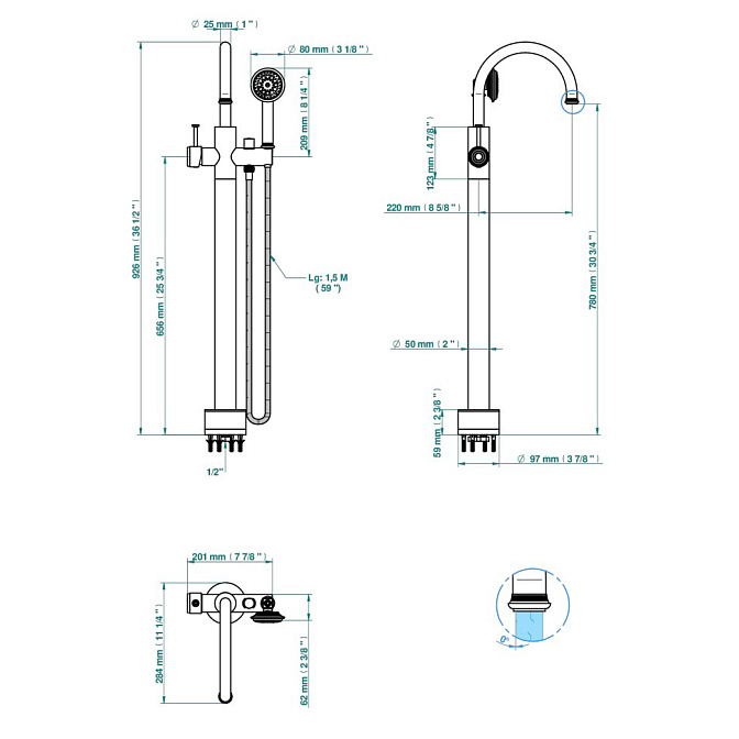 Напольный смеситель THG  - фото-2 | interior market