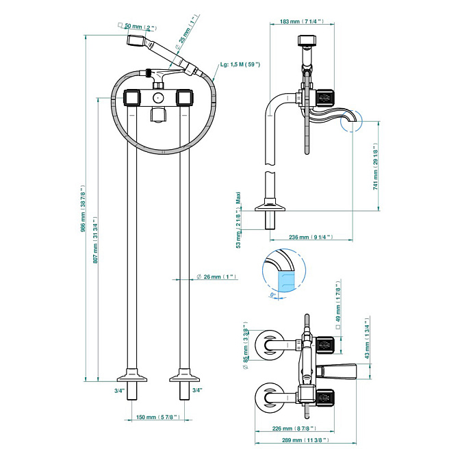 Смеситель напольный THG Metropolis - фото-2 | interior market