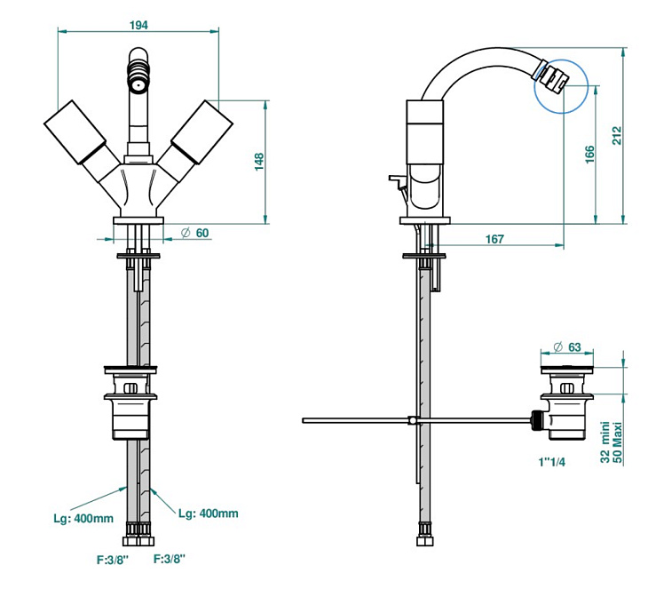 Смеситель для биде THG Beyond crystal - фото-2 | interior market