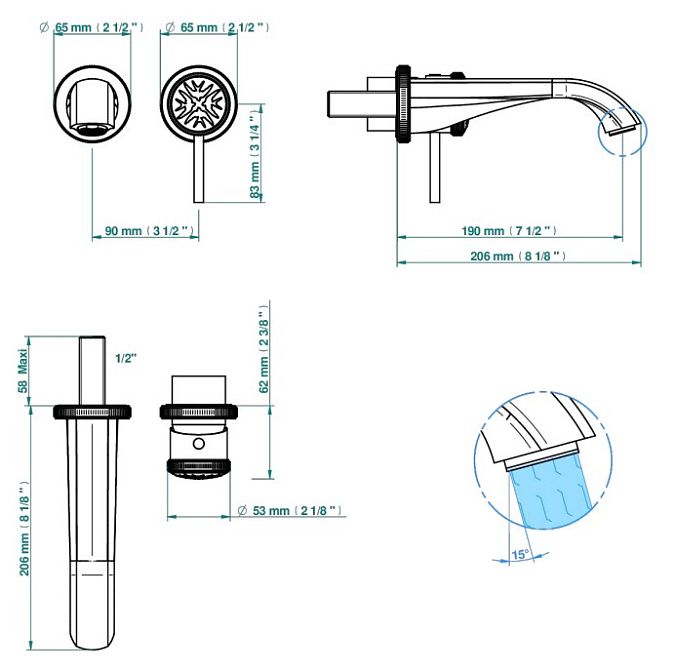 Смеситель встраиваемый THG Hirondelles - фото-2 | interior market