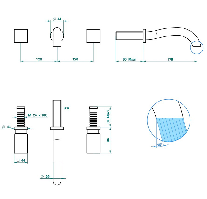 Смеситель встраиваемый THG Beyond crystal - фото-2 | interior market