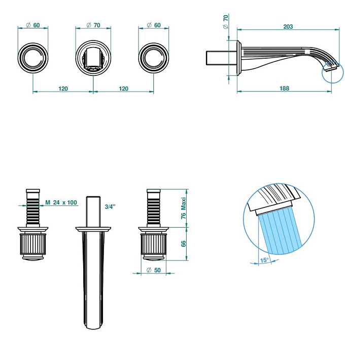 Смеситель встраиваемый THG Jaipur - фото-2 | interior market