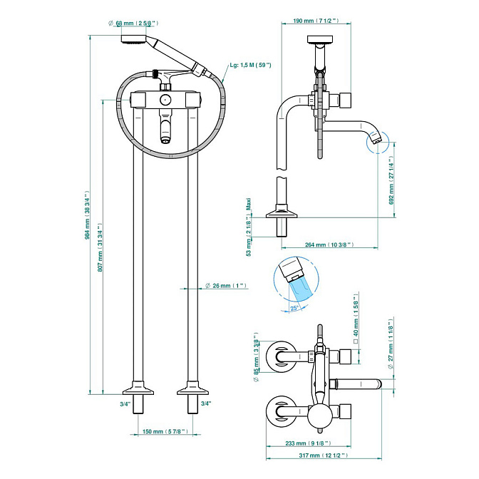 Напольный смеситель THG  - фото-2 | interior market