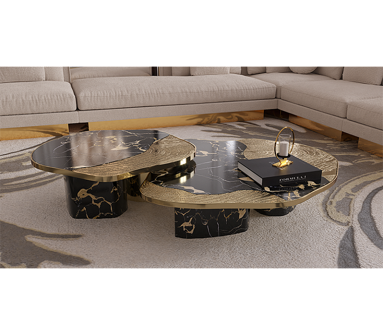 Журнальный столик Boca do Lobo Ophelia Portoro Marble And Gold Center Table - фото-7 | interior market