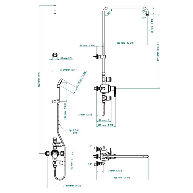 Смеситель для душа THG Corvair Portoro - фото-2 | interior market