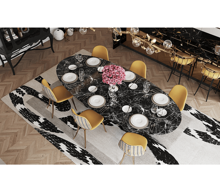 Обеденный стол Boca do Lobo Pietra Oval Xl Nero Marquina Dining Table - фото-5 | interior market