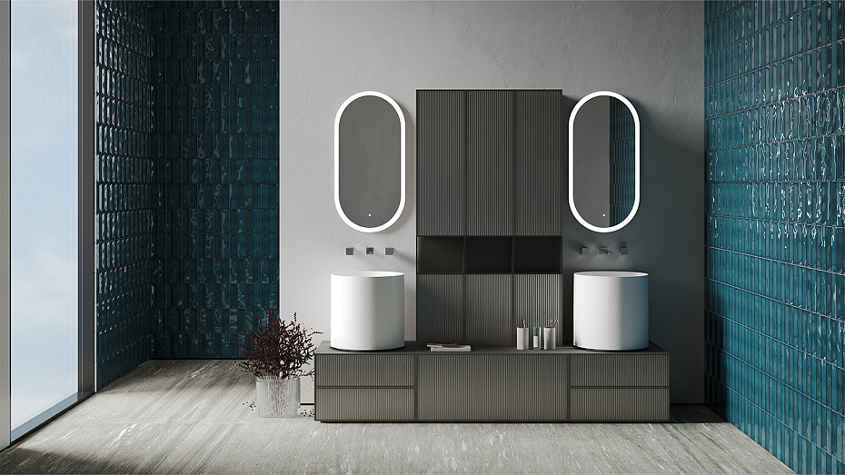 Зеркало для ванной SALINI ARMONIA овальное c двойной LED подсветкой - фото-3 | interior market