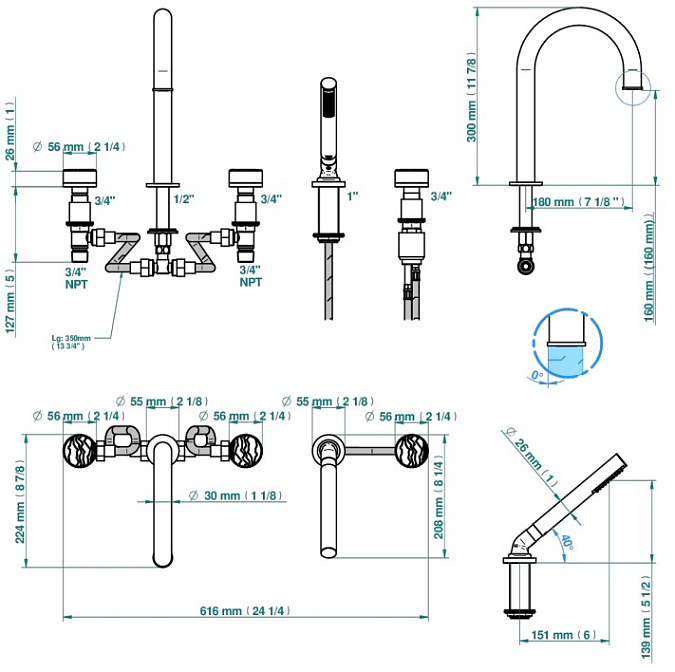 Смеситель для ванны THG Yoko Ice - фото-2 | interior market