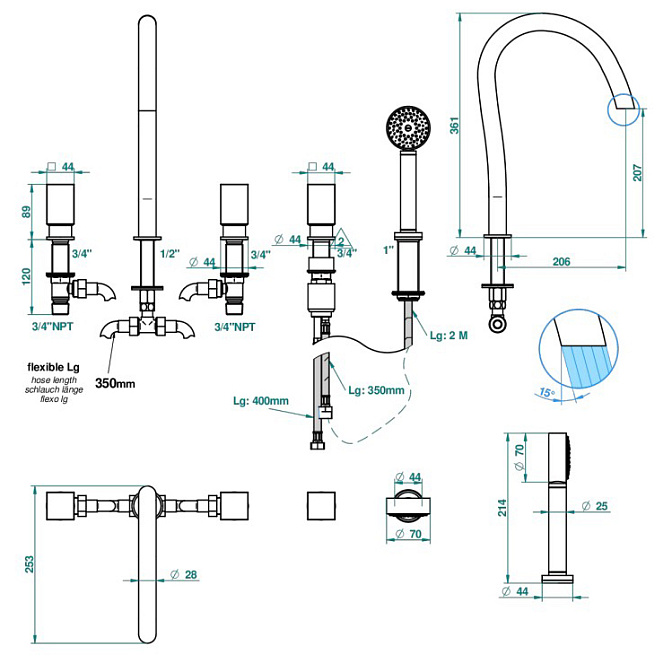 Смеситель для ванны THG Beyond crystal - фото-2 | interior market