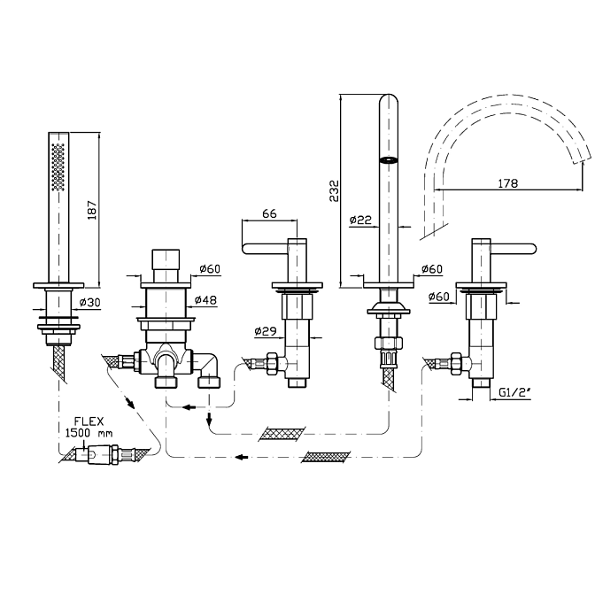Смеситель для ванны Zucchetti  - фото-2 | interior market