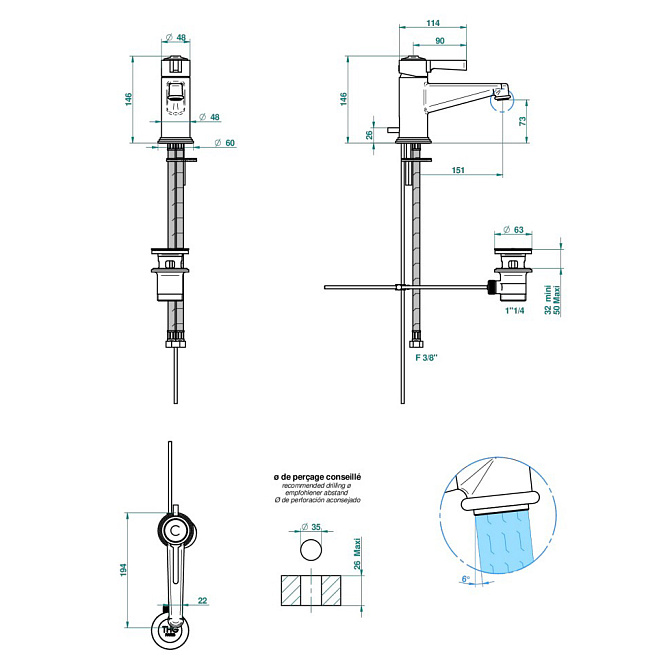 Смеситель для раковины THG Le 9 Howlite - фото-2 | interior market