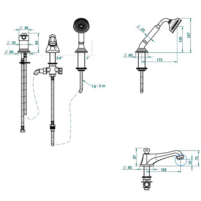 Смеситель на ванну THG Charleston - фото-2 | interior market