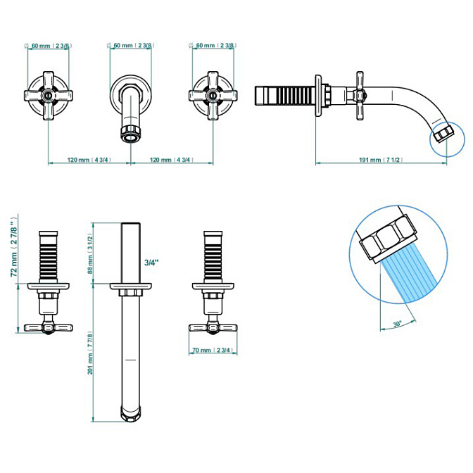 Встраиваемый смеситель THG  - фото-2 | interior market