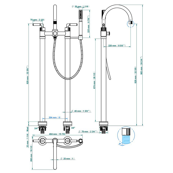 Напольный смеситель THG  - фото-2 | interior market