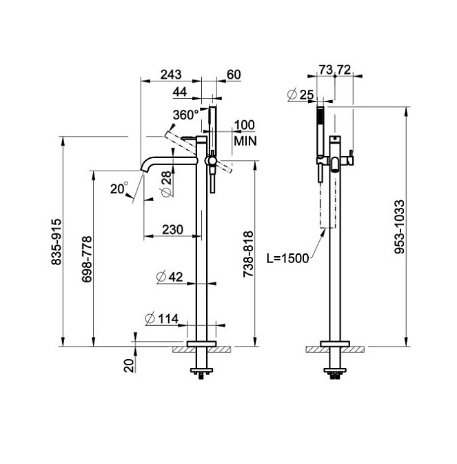 Напольный смеситель Gessi GESSI 316 - фото-2 | interior market