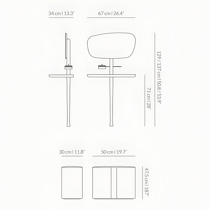 Туалетный столик с пуфом Moments NOMON - фото-5 | interior market