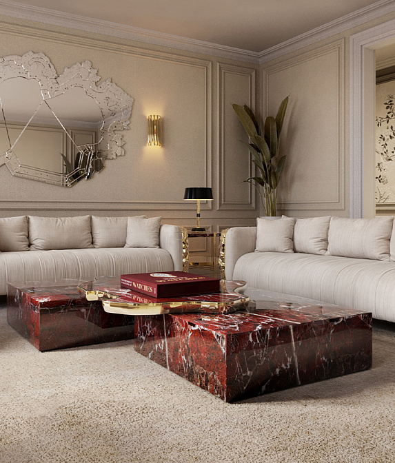 Журнальный столик Boca do Lobo Navarra Rosso Levanto Marble Center Table - фото-7 | interior market