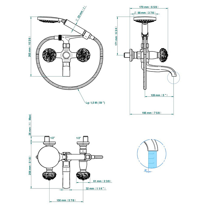 Смеситель встраиваемый THG Camélia - фото-2 | interior market