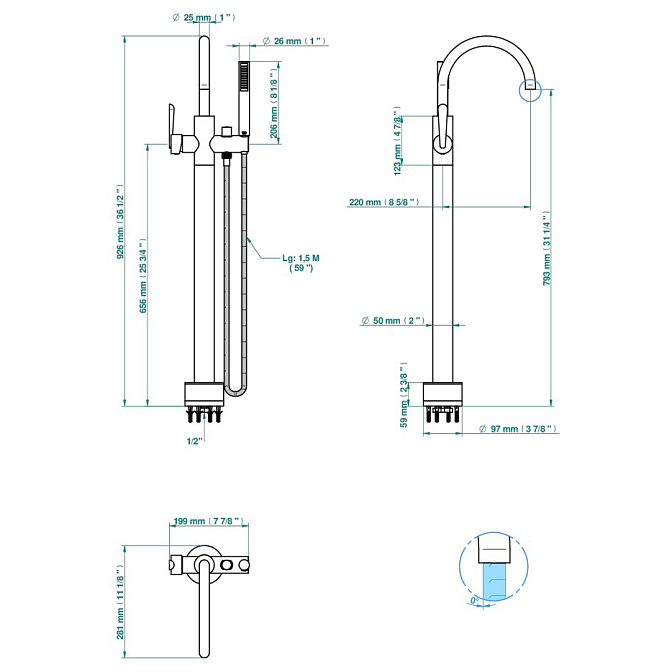Смеситель напольный THG Dean - фото-2 | interior market
