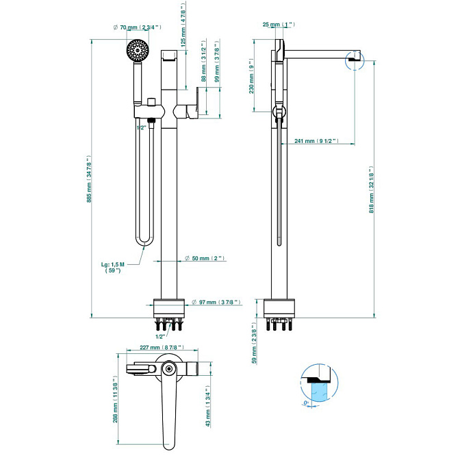 Напольный смеситель THG ZOOM.12 - фото-2 | interior market