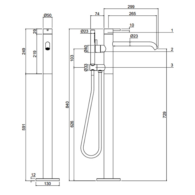 Напольный смеситель Antonio Lupi ESSENTIA - фото-2 | interior market