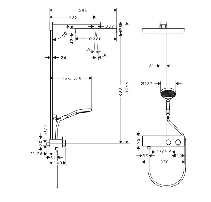 Душевая панель HANSGROHE RAINFINITY - фото-2 | interior market