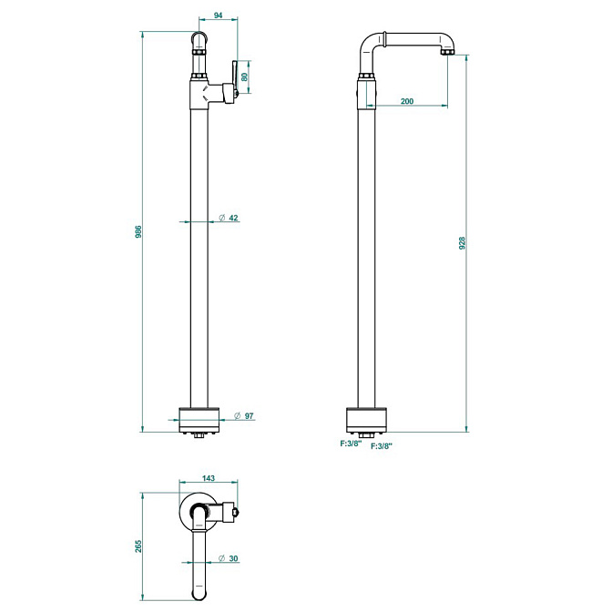 Напольный смеситель THG  - фото-2 | interior market
