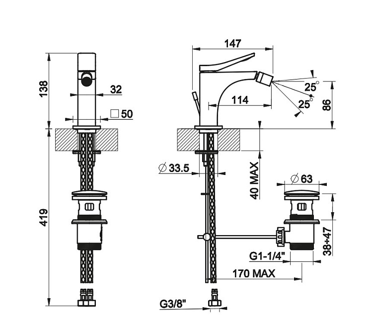 Смеситель для биде Gessi RILIEVO - фото-2 | interior market