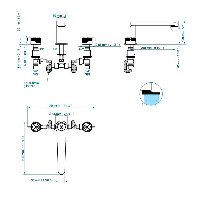 Смеситель для ванны THG ZOOM.7 - фото-2 | interior market