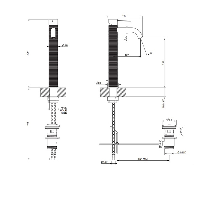 Смеситель для раковины Gessi TRAME - фото-2 | interior market