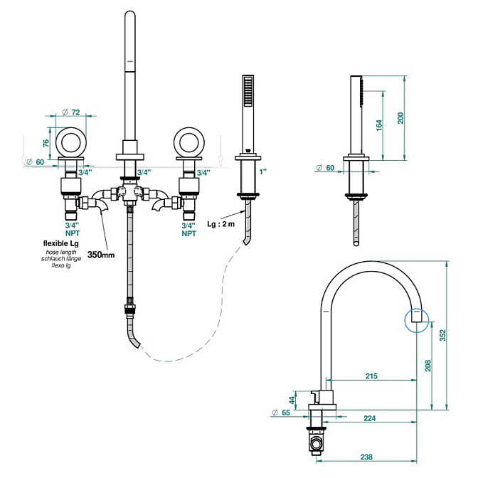 Смеситель для ванны THG Collection "O" - фото-4 | interior market