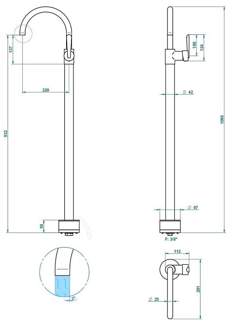 Смеситель напольный THG Dean - фото-3 | interior market
