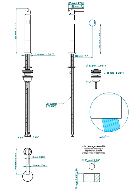Смеситель для раковины THG LE 11 WITH LEVER - фото-3 | interior market