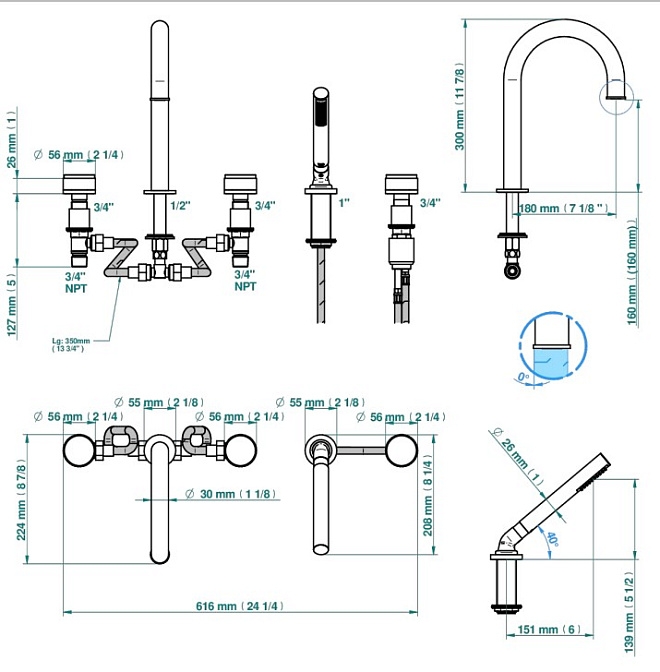 Смеситель для ванны THG Yoko Howlite - фото-2 | interior market