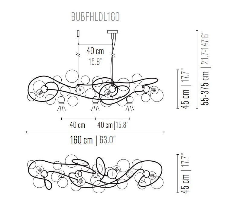 Потолочный светильник  Brand Van Egmond Bubbles Flow Hanging Lamp Long with Downlights - фото-5 | interior market