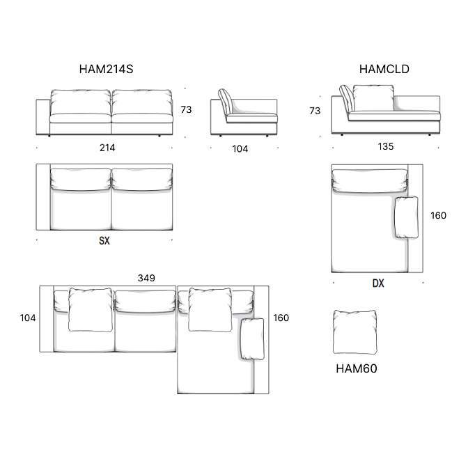 Диван с шезлонгом и 2 подушки Minotti Hamilton - фото-3 | interior market