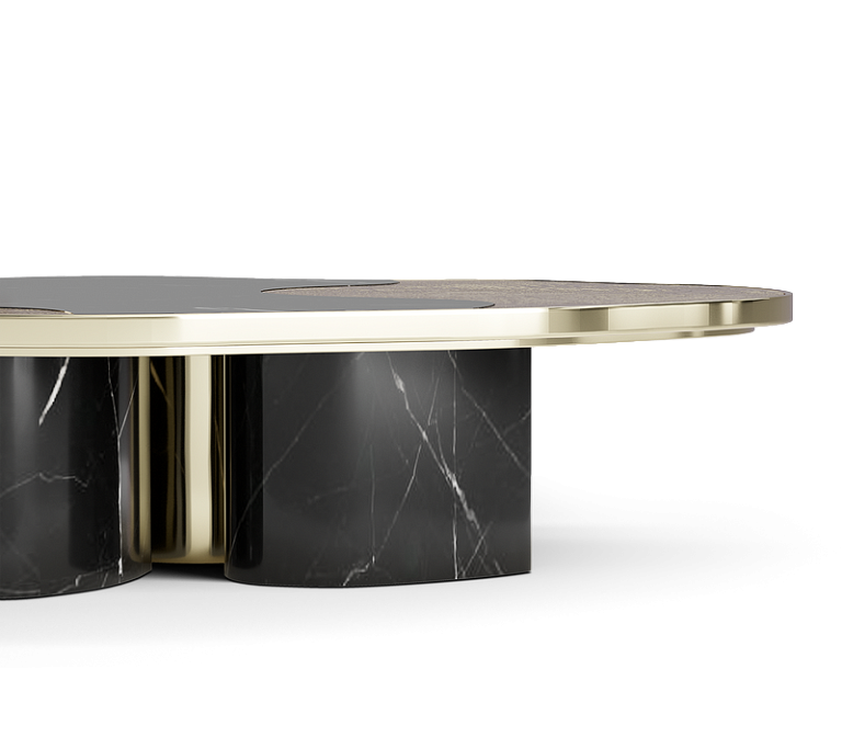 Журнальный столик Boca do Lobo Ophelia Nero Marquina Marble And Gold Center Table - фото-3 | interior market