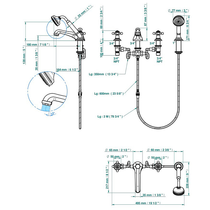 Смеситель на ванну THG Charleston - фото-2 | interior market