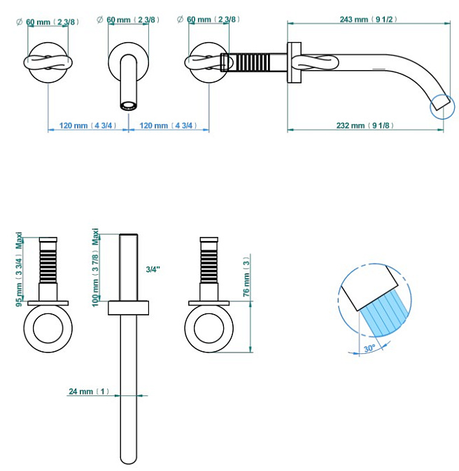 Смеситель встраиваемый THG Collection "O" - фото-4 | interior market