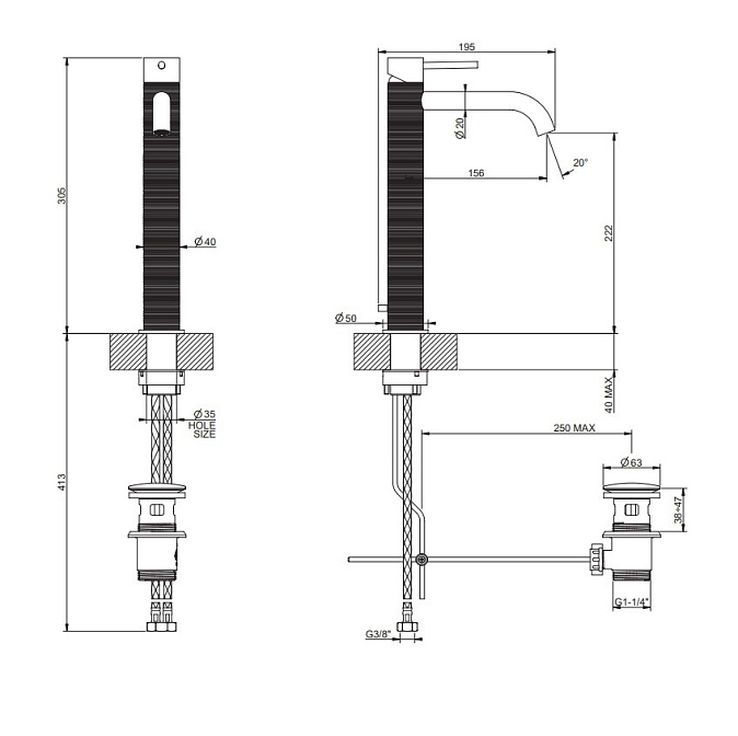 Смеситель для раковины Gessi TRAME - фото-2 | interior market