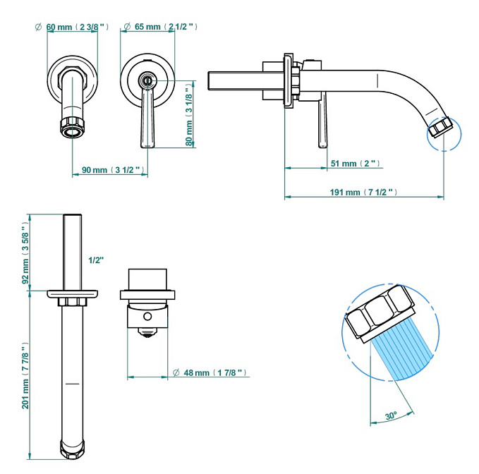 Встраиваемый смеситель THG  - фото-2 | interior market