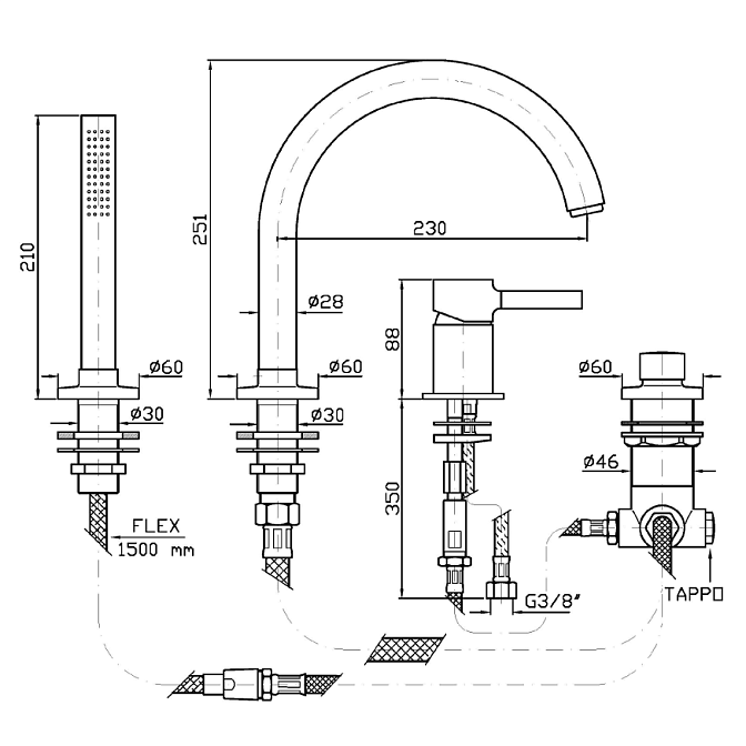 Смеситель для ванны Zucchetti  - фото-2 | interior market