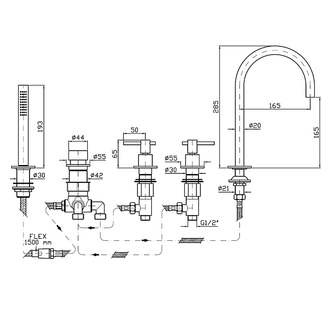Смеситель для ванны Zucchetti  - фото-2 | interior market