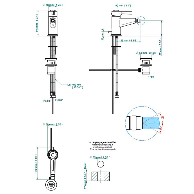 Смеситель для биде THG Le 9 Howlite - фото-2 | interior market