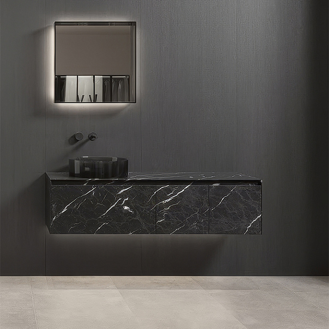 Комплект: база под раковину подвесная с внутренней LED подсветкой 3000K ANTONIO LUPI PANTAREI_STONE с раковиной BREEZE   - фото-2 | interior market