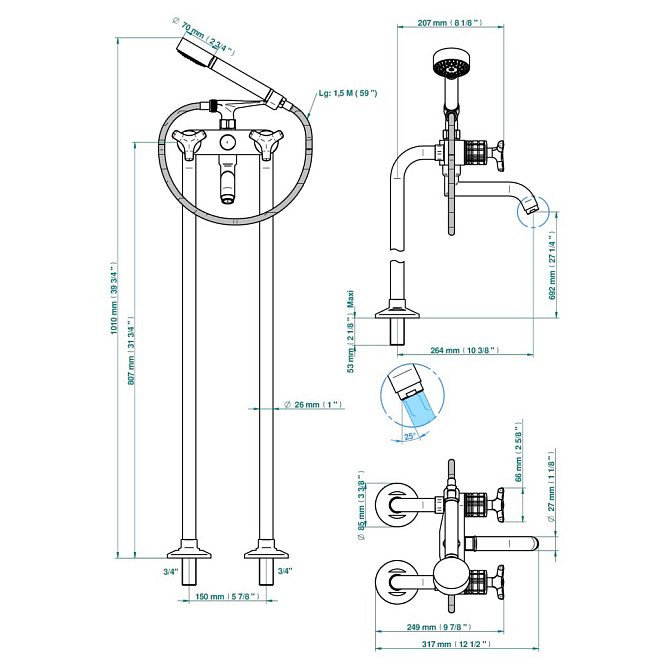 Смеситель напольный THG System - фото-2 | interior market