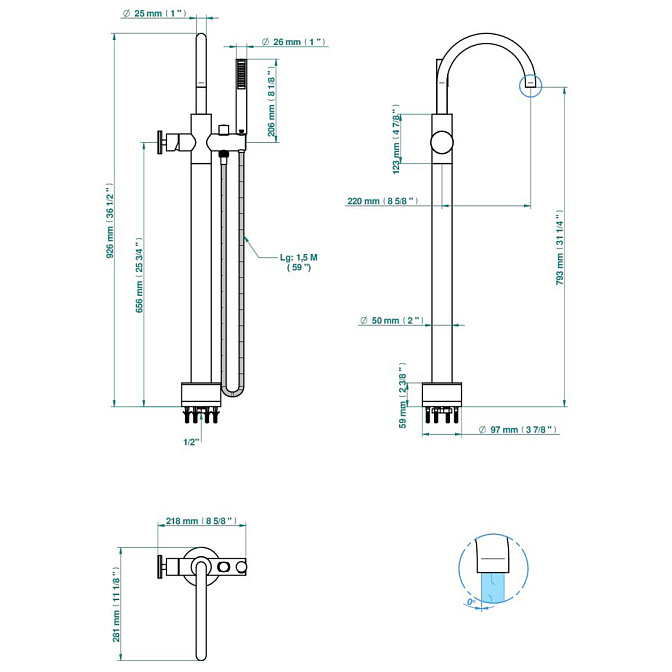 Смеситель напольный THG Yoko Color - фото-2 | interior market