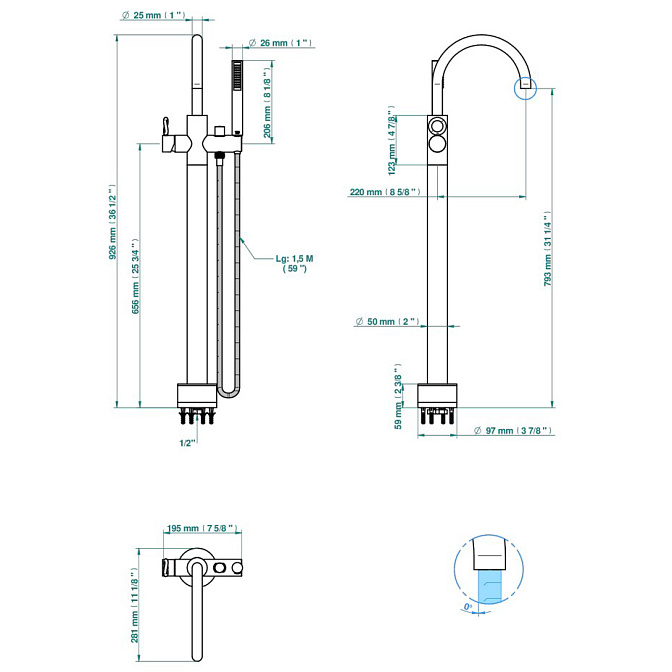 Смеситель напольный THG Collection "O" - фото-3 | interior market