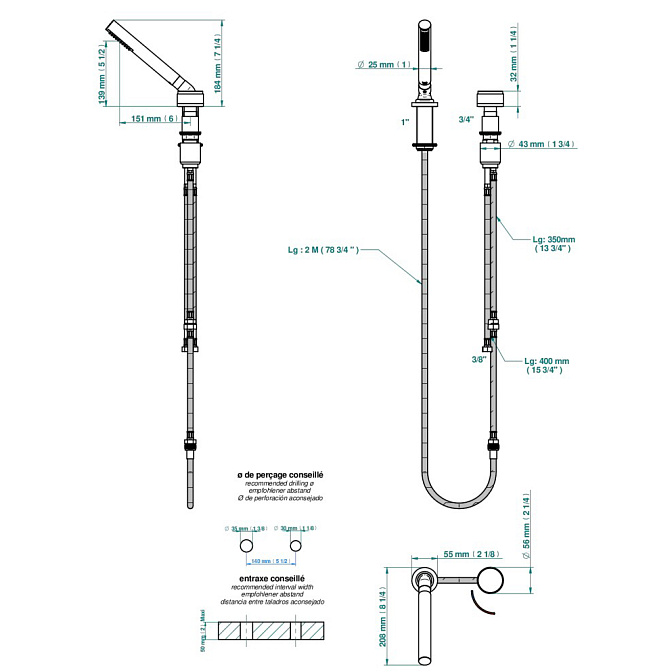 Смеситель для ванны THG Yoko Howlite - фото-2 | interior market